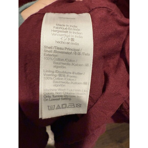 Madewell Women's Crinkle Cotton Midi Button-Front Cabernet Red Dress 6 Small - Picture 6 of 7